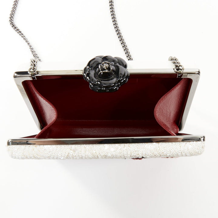 OSCAR DE LA RENTA 2018 Rogan sequin heart embroidered leather box evening clutch