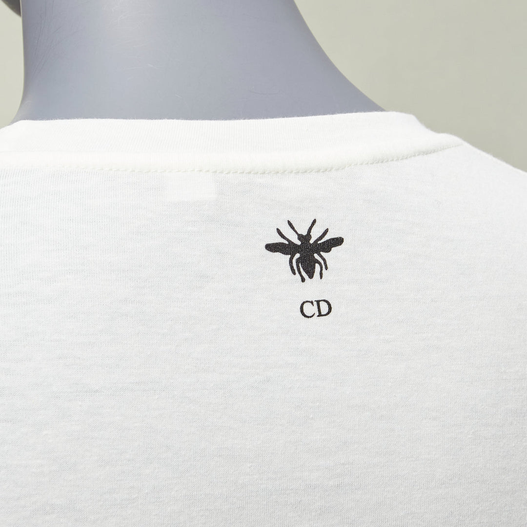 DIOR Lucky Dior Zodiac Pixel print white cotton linen short sleeve tshirt XS