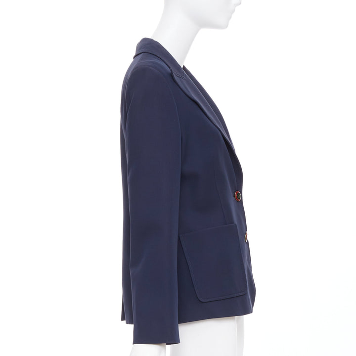 GUCCI NY Yankees 2018 Alessandro Michele navy wool silk blazer jacket IT42 M