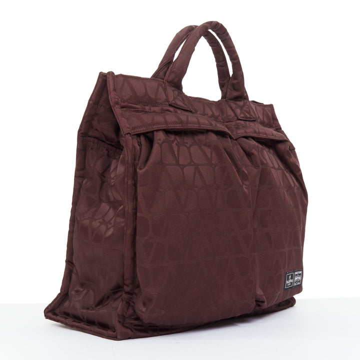 rare VALENTINO PORTER 2024 Runway burgundy nylon VLOGO top handle crossbody tote