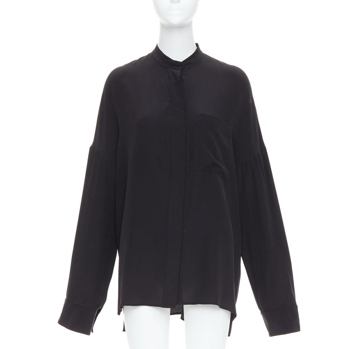 HAIDER ACKERMANN 100% silk black drop shoulder oversized shirt FR38 M