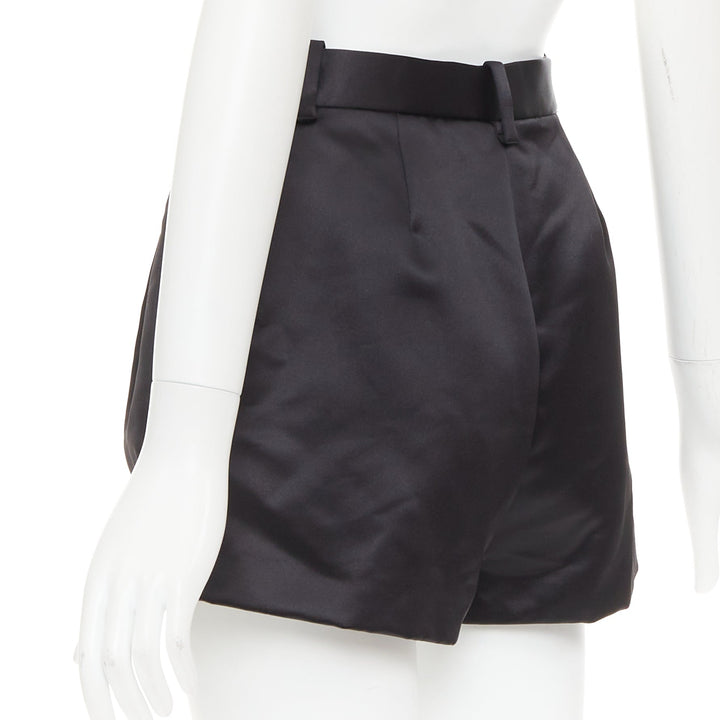 VERSACE black gold Greca embroidered crystal trim mini short shorts IT40 S