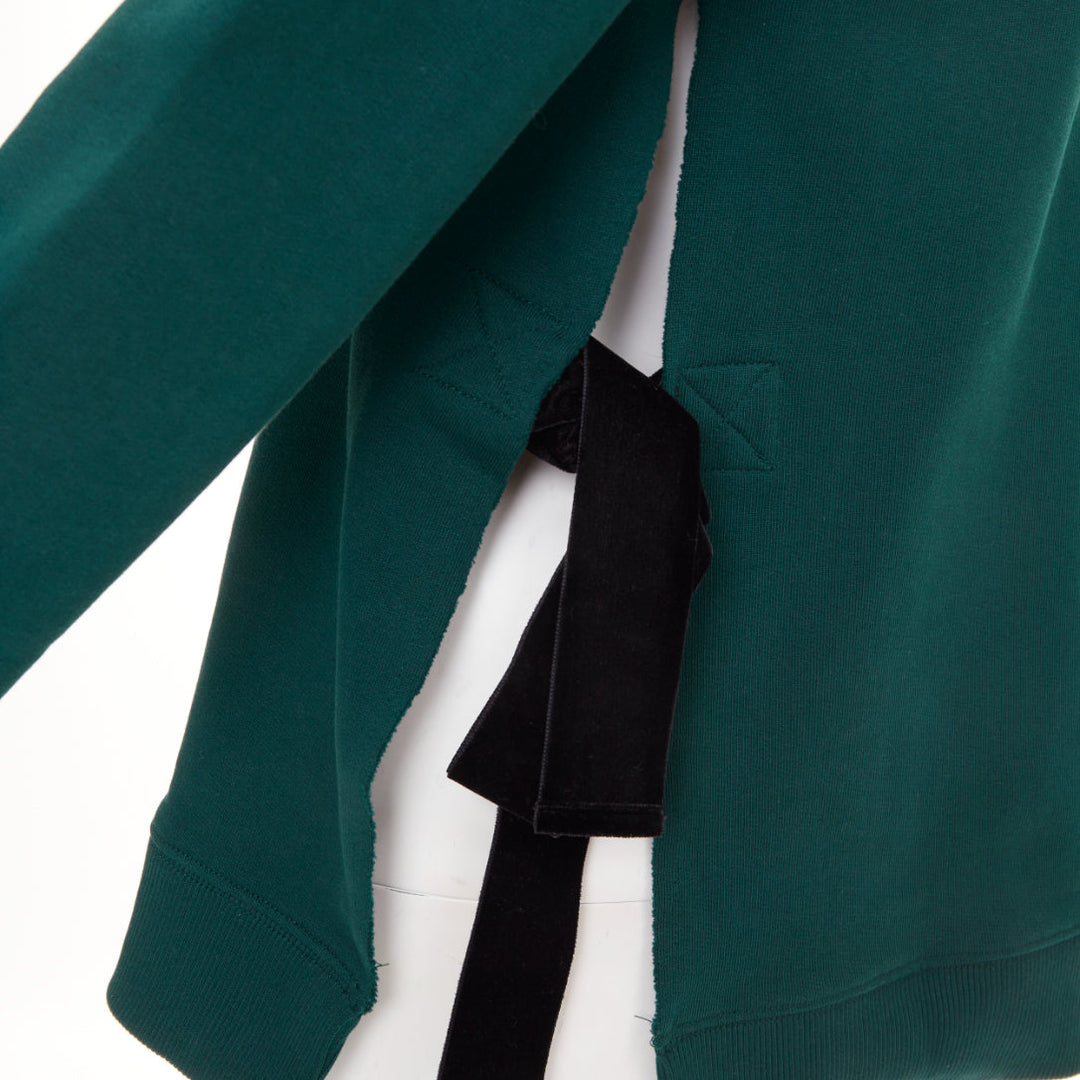 MAISON MARGIELA MM6 Rue St Maur velvet varsity green ribbon trim sweater S