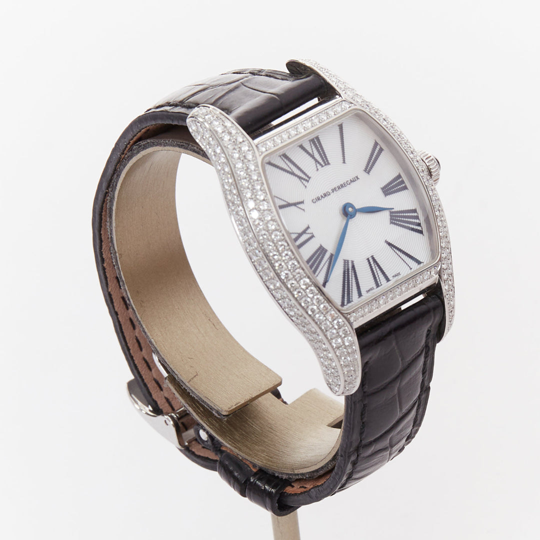 GIRARD PERREGAUX Richeville diamond bezel steel case tonneau quartz watch