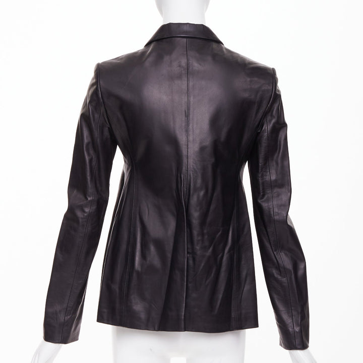 THE ROW black lambskin concealed snap minimalist black jacket blazer US2 S