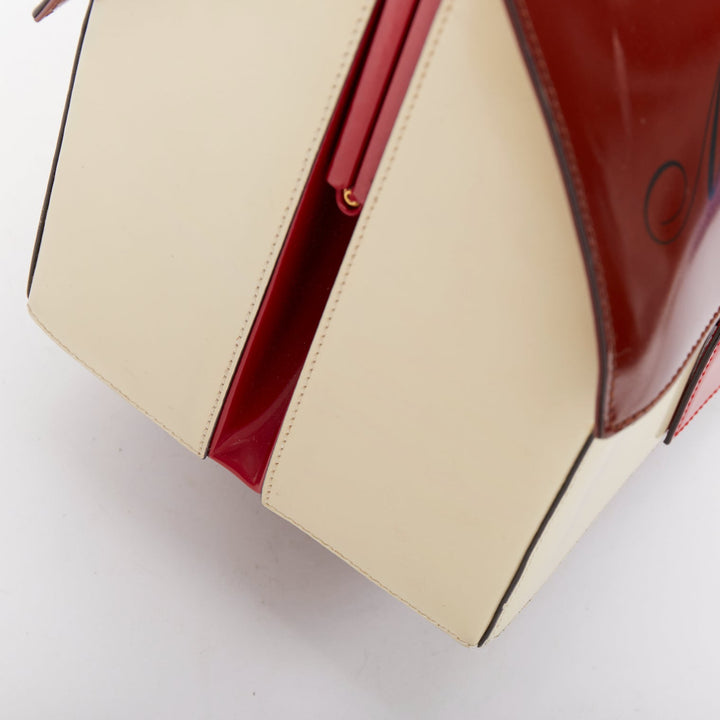 rare MOSCHINO 1990s Vintage burgundy Maison Moschino novelty House leather bag
