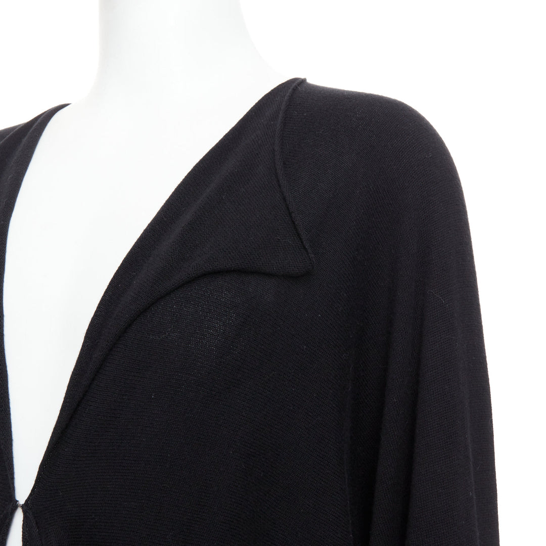 BERNHARD WILLHELM black cotton blend draped hi low cardigan M