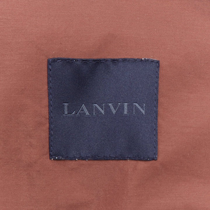 LANVIN Alber Elbaz brick red nylon cotton raw edge relaxed blazer US40 L