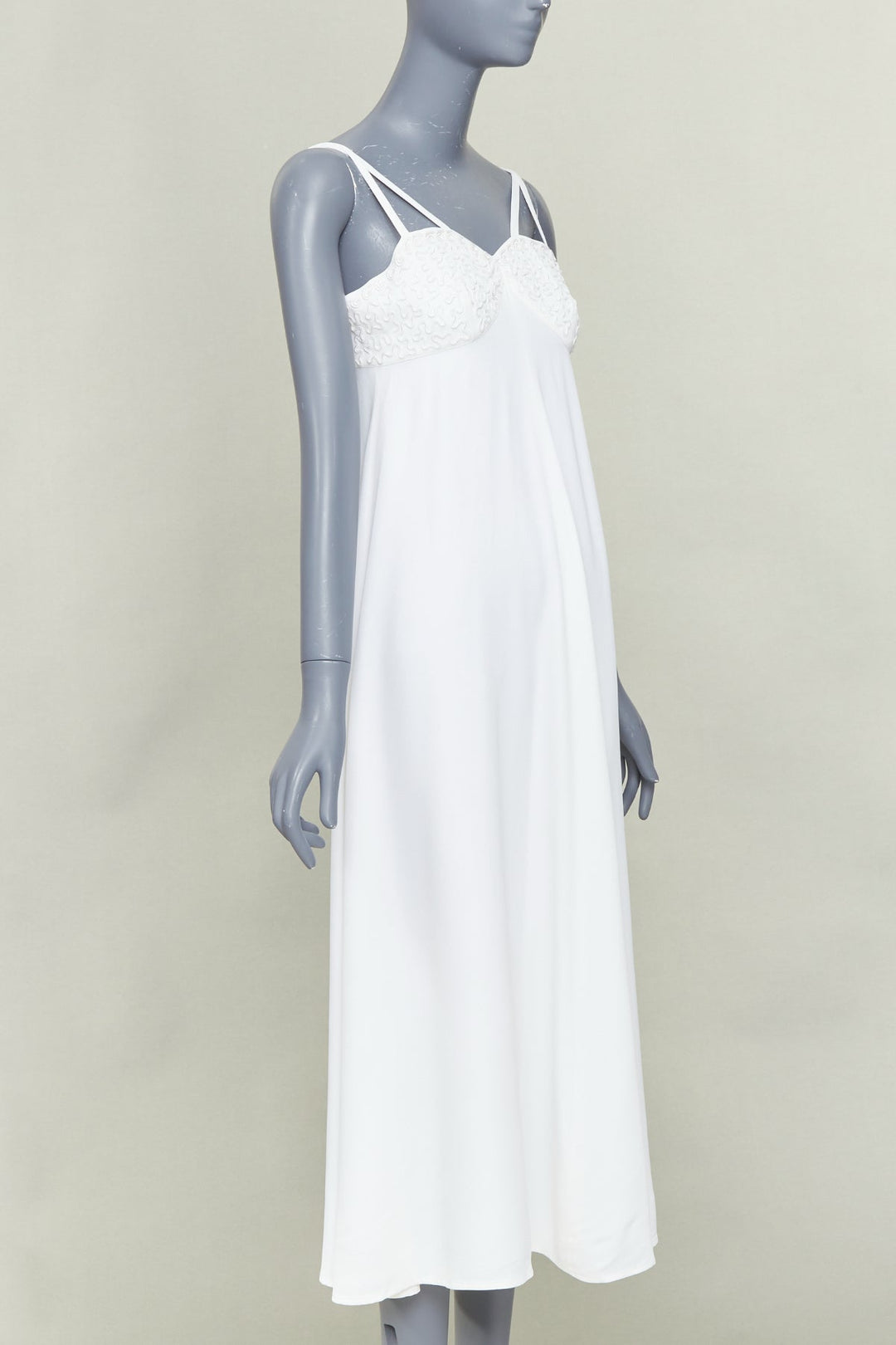 EPISODE white viscose blend lace bust spaghetti strap maxi dress US0 XS