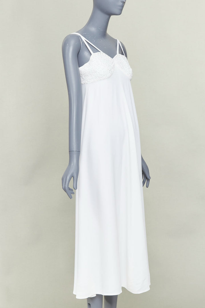 EPISODE white viscose blend lace bust spaghetti strap maxi dress US0 XS