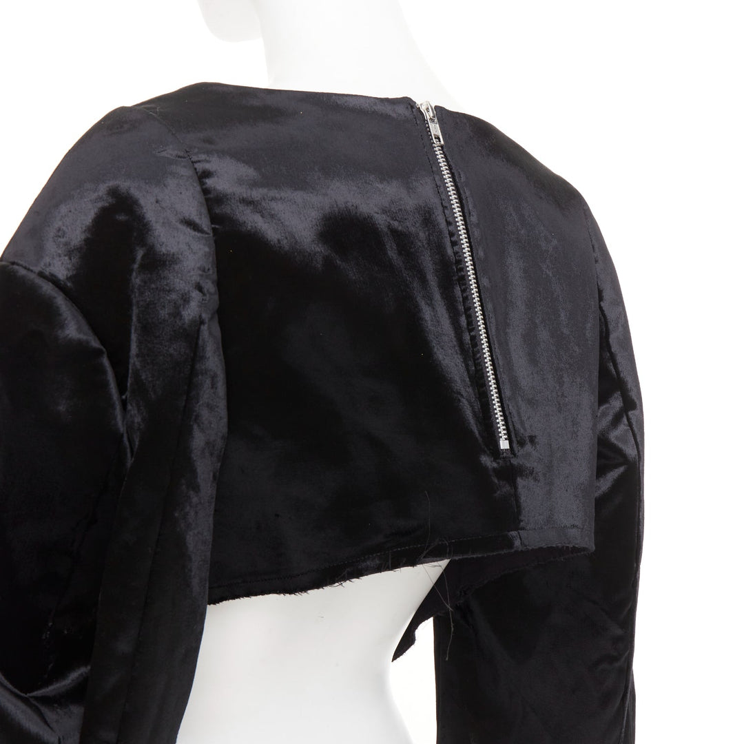 COMME DES GARCONS 2019 black velvet multi sleeves wide neck cut out crop top XS
