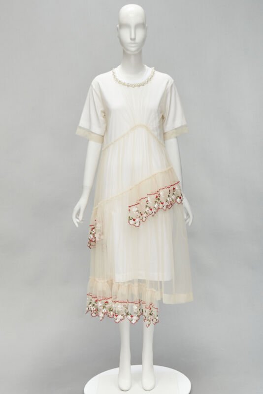 Female mannequin wearing Simone Rocha White Cotton Women Cocktail Dresses in Size  S | Available at JHROP