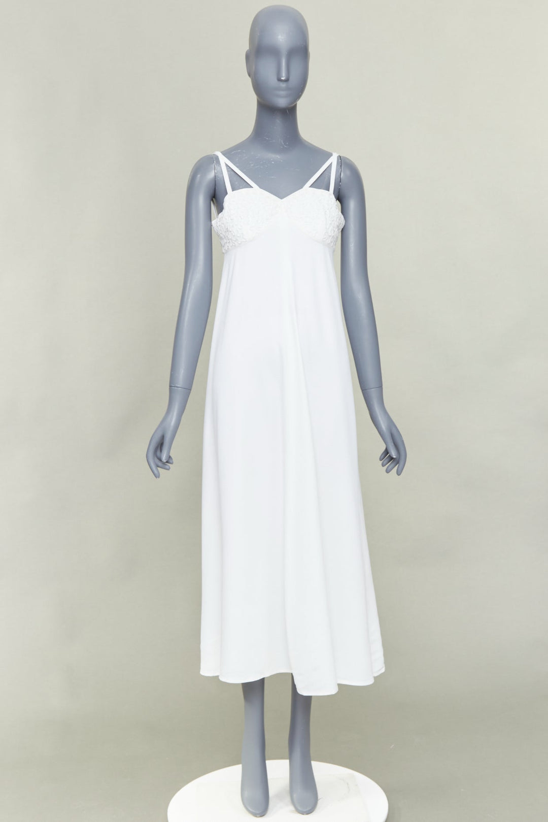 EPISODE white viscose blend lace bust spaghetti strap maxi dress US0 XS