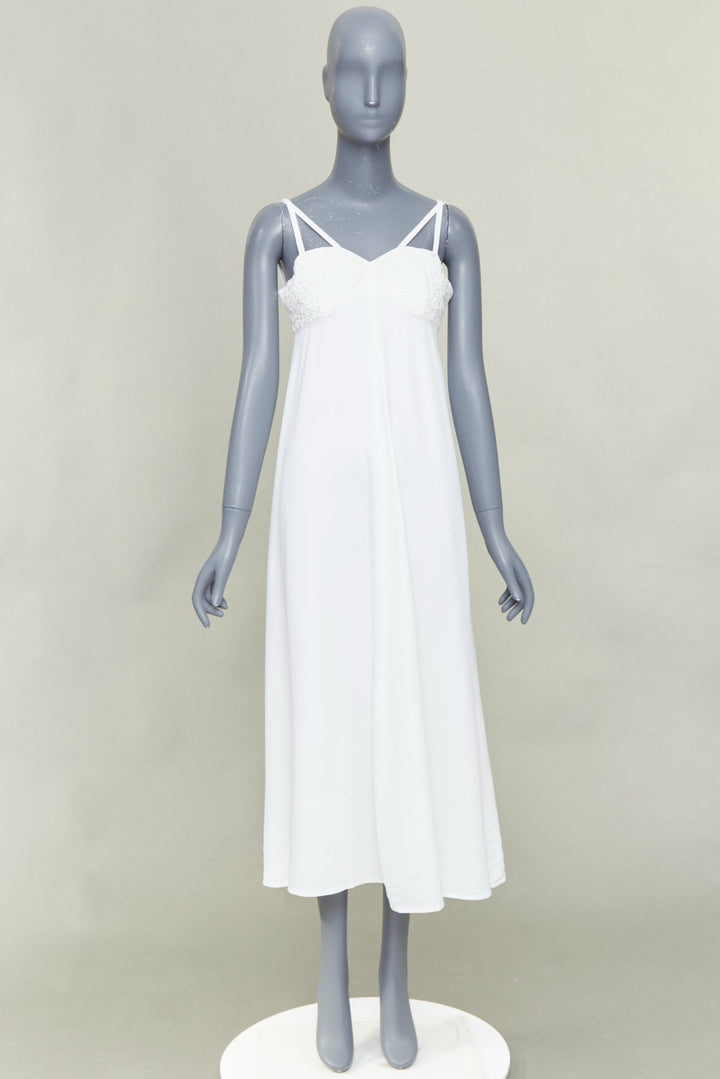 EPISODE white viscose blend lace bust spaghetti strap maxi dress US0 XS