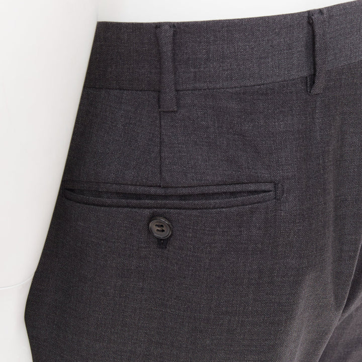 HERMES grey wool handstitched back pockets straight leg trousers IT50 XL