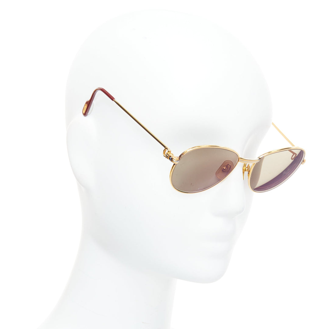 CARTIER Vintage S Sapphire 55-18 gold plated frame green lens sunglasses