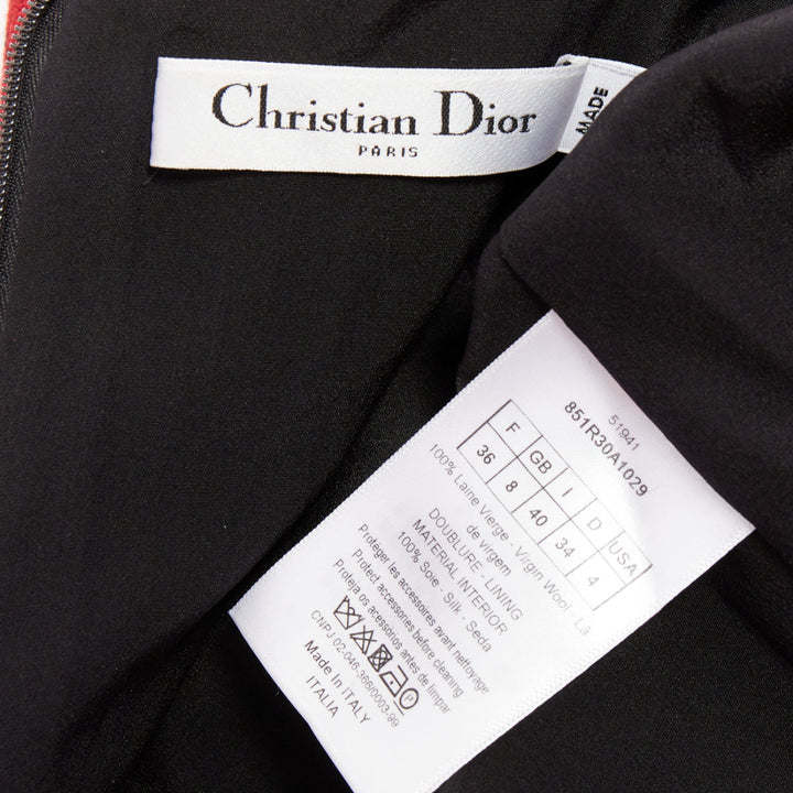 CHRISTIAN DIOR 2018 red plaid check virgin wool belted A-line dress FR36 S