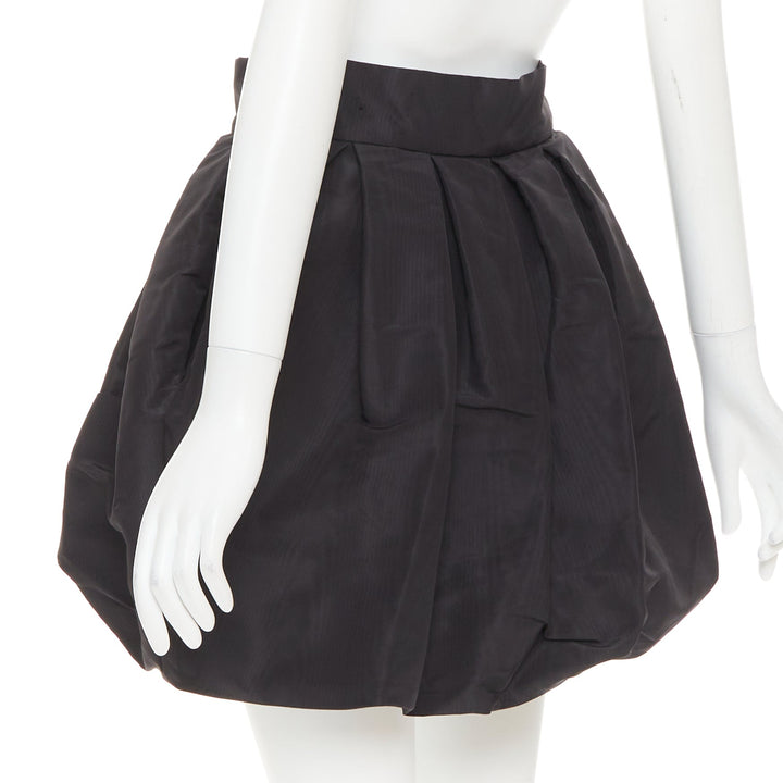 ALEXANDRE VAUTHIER black taffeta silk pleated high waist short bubble skirt