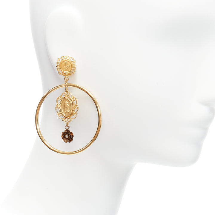 Female mannequin wearing Dolce Gabbana Gold Metal Women Jewelry Earring in Size  | Available at JHROP