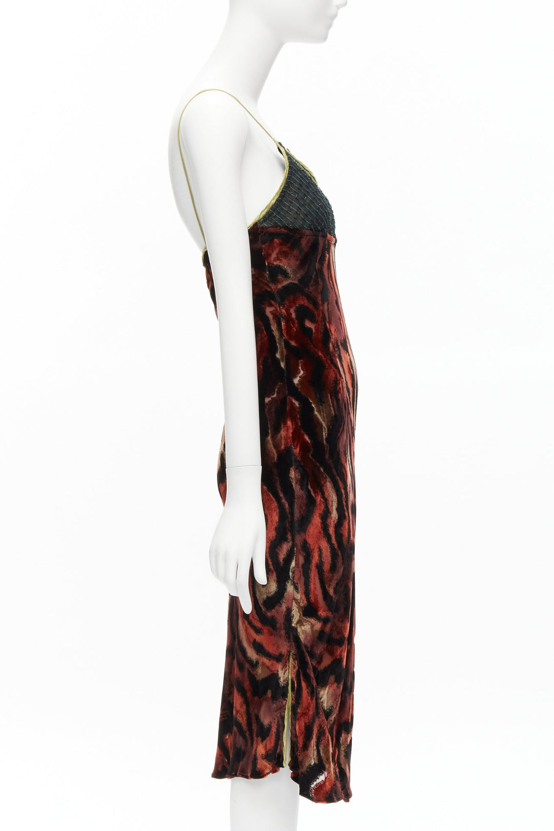 VOYAGE INVEST IN THE ORIGINAL LONDON red swirl velvet embroidered slip dress