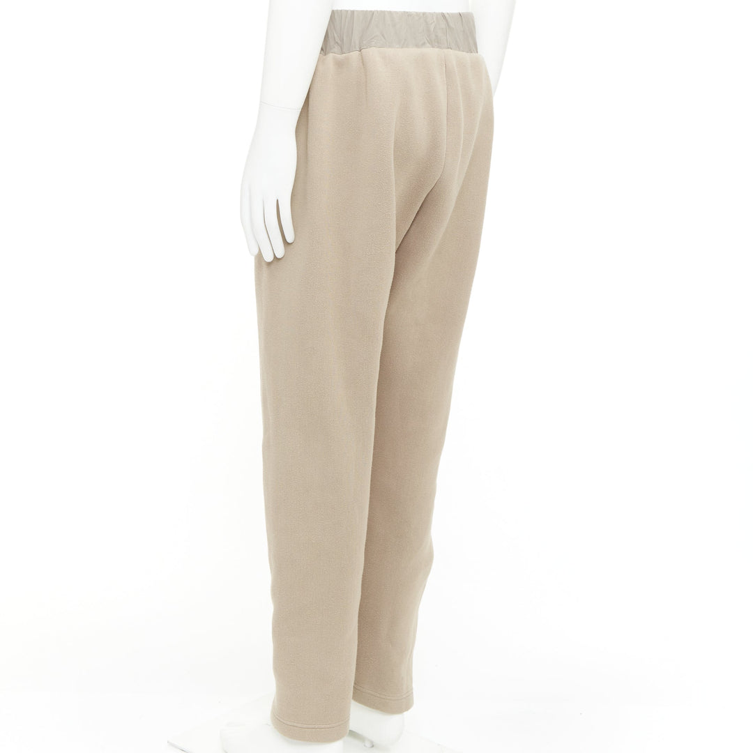 BOTTEGA VENETA beige contrast waistband elastic jogger pants IT48 M