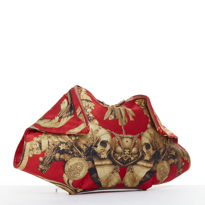 ALEXANDER MCQUEEN De Manta Angels Demons Grinling Gibbons red gold jacquard bag