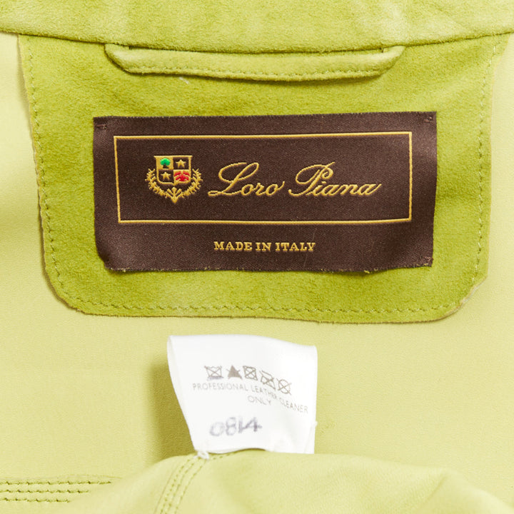 LORO PIANA grass green goat suede brown buttons overshirt jacket IT38 XS