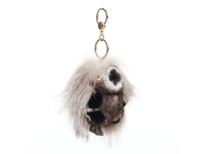 LORO PIANA 100% mink fur My Istrice brown cream Porcupine bag charm keyring