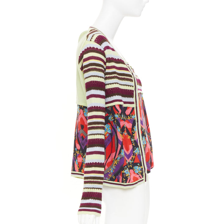 CHRISTIAN LACROIX stripe kaleidoscope print knit twin set floral cardigan top XL