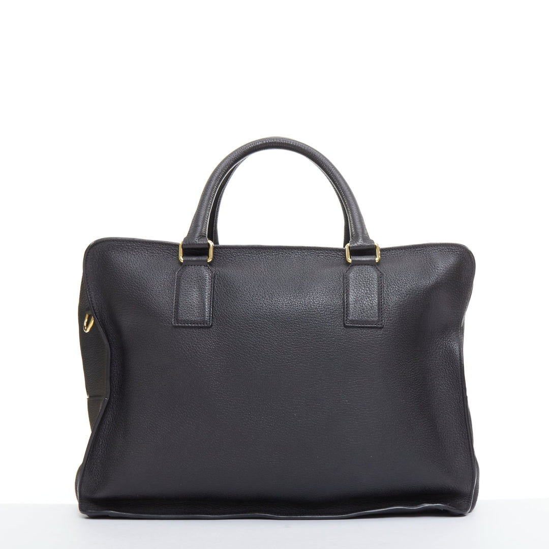 VERSACE Medusa Palazzo black calfskin gold emblem laptop briefcase bag