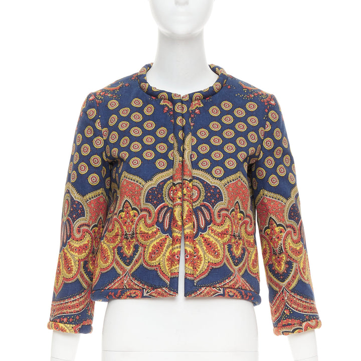 VALENTINO 2024 Paisley Medaglioni orange cotton gabardine cropped jacket IT40 S