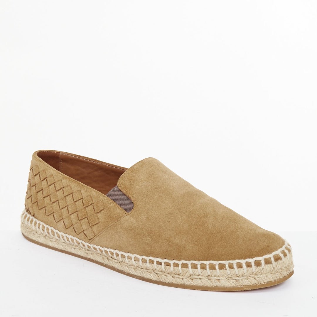 BOTTEGA VENETA 2019 Intrecciato tan brown suede slip on espadrilles flats EU39