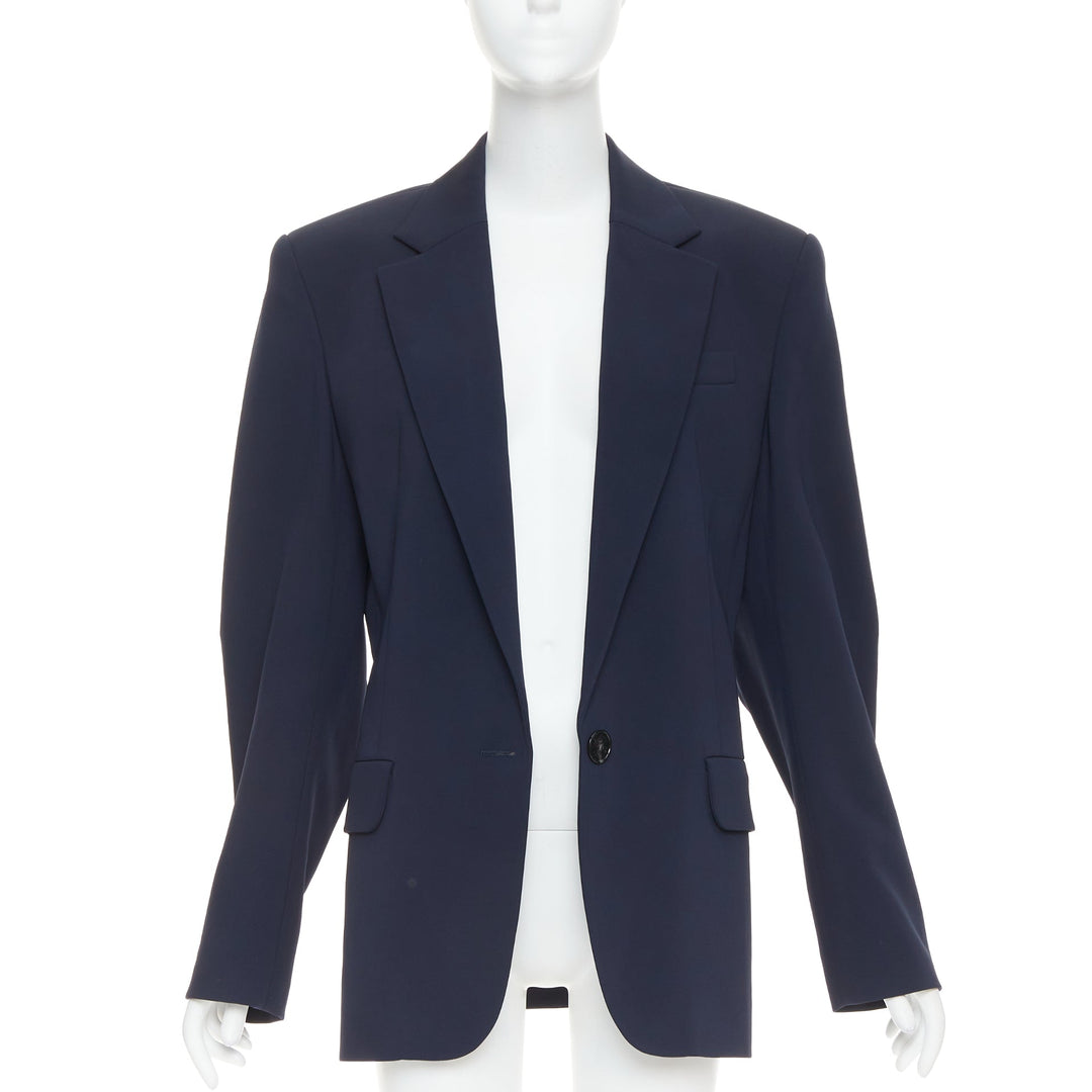 ALEXANDRE VAUTHIER navy blue smooth wool structured oversized boxy blazer jacket