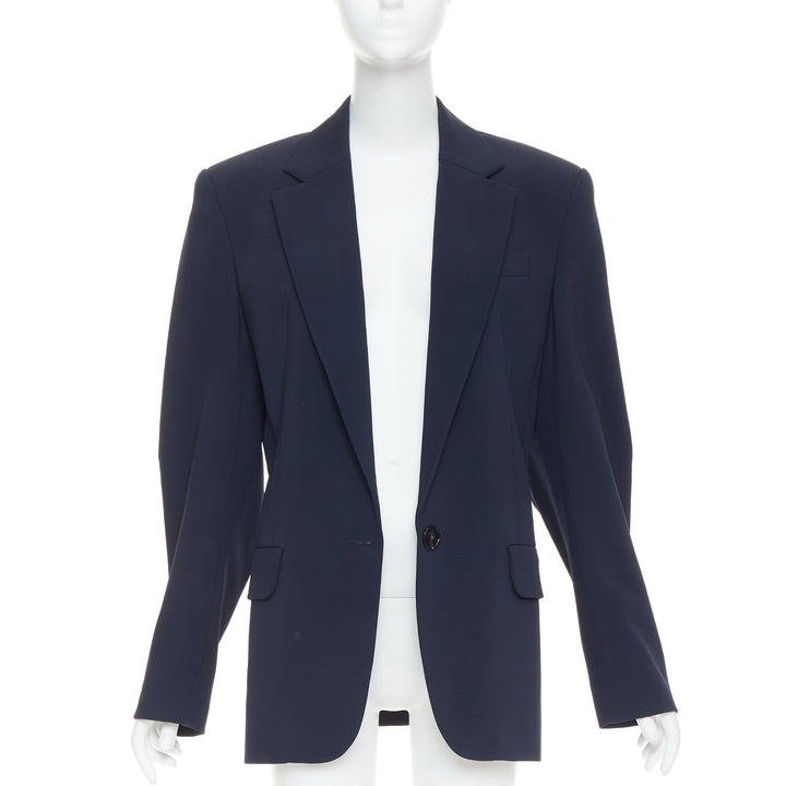 ALEXANDRE VAUTHIER navy blue smooth wool structured oversized boxy blazer jacket