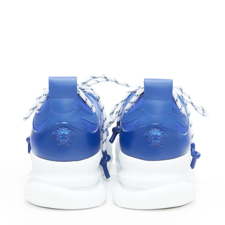 VERSACE Chain Reaction Bluette 2 white mesh suede chunky sneaker EU38 US5