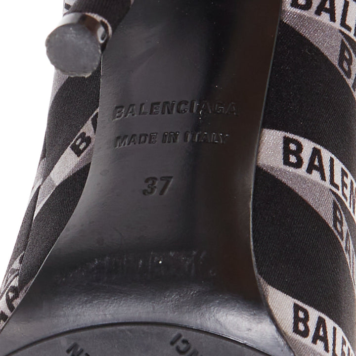 rare BALENCIAGA Runway Demna Pantashoe black logo high heel boot pants IT38 EU37