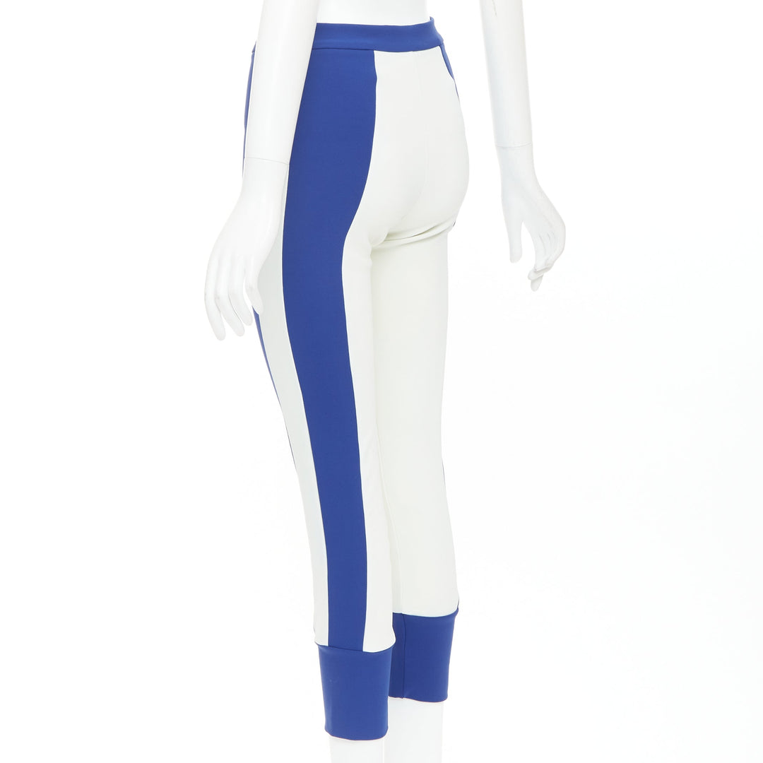 MARNI 2012 electric blue cream stretchy cropped riding pants IT40 S
