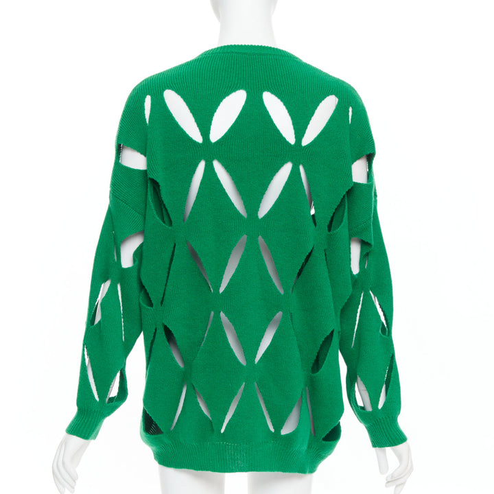 VALENTINO 2022 Pier Paolo Piccioli green virgin wool cut out sweater XXS