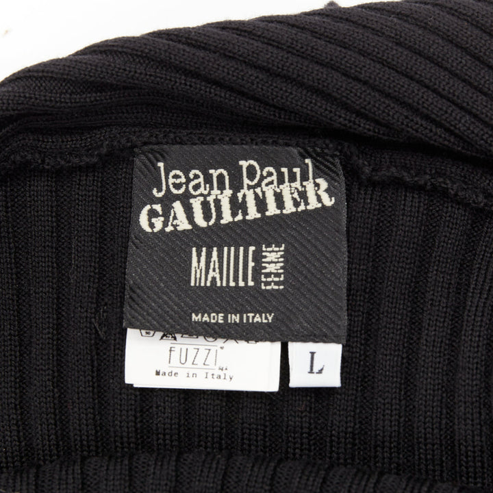 JEAN PAUL GAULTIER Vintage Maille Femme black wool cowl neck sweater L