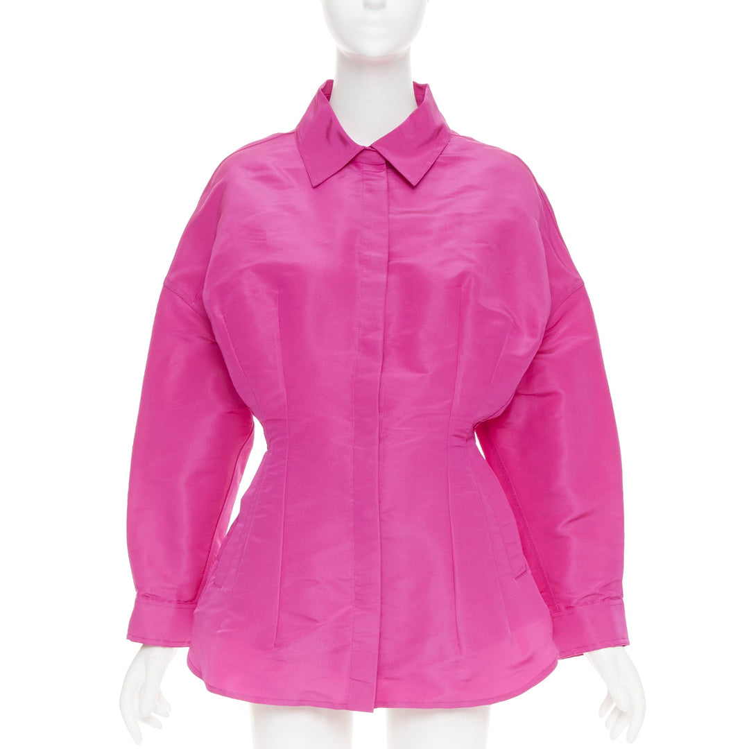 VALENTINO Pier Paolo Piccioili 2022 silk moire PP Pink silk shirt dress IT38 XS