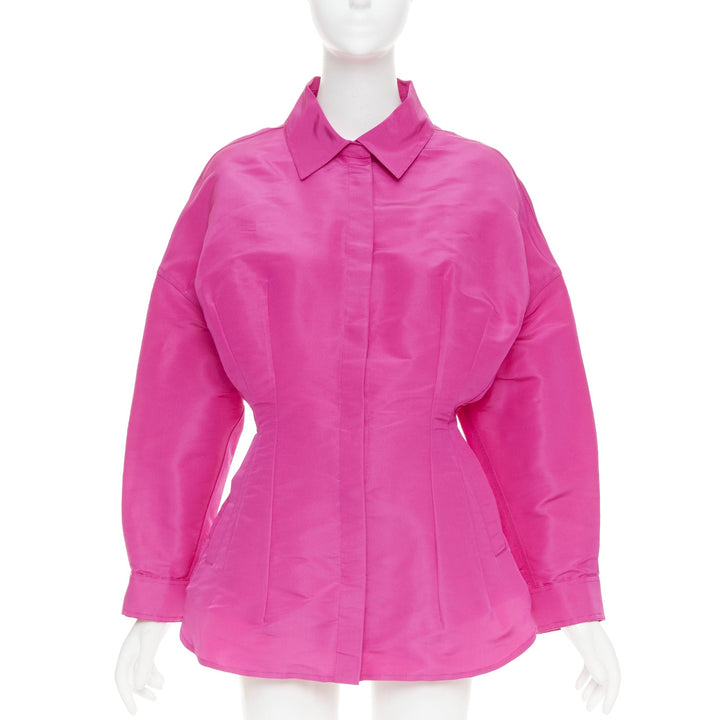 VALENTINO Pier Paolo Piccioili 2022 silk moire PP Pink silk shirt dress IT38 XS