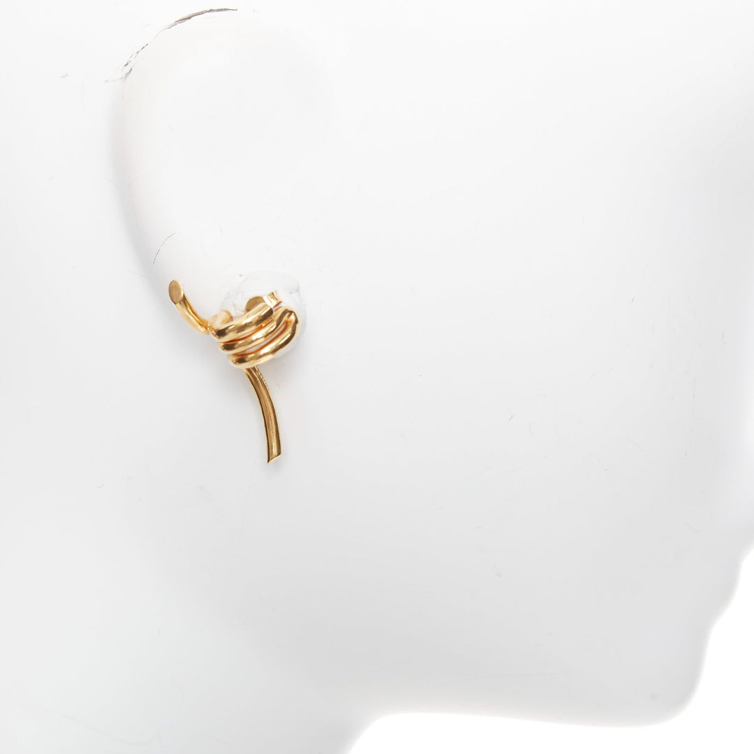 OLD CELINE Phoebe Philo Barbele Cuff gold brass twist barb wire pin earring Pair