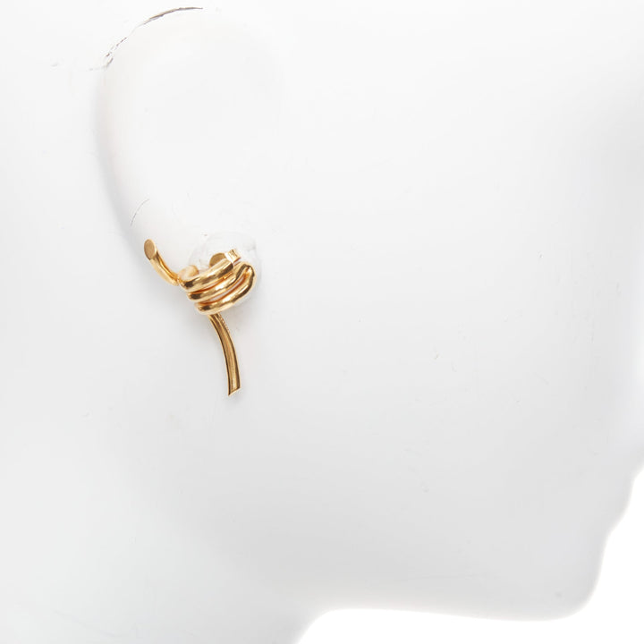 OLD CELINE Phoebe Philo Barbele Cuff gold brass twist barb wire pin earring Pair