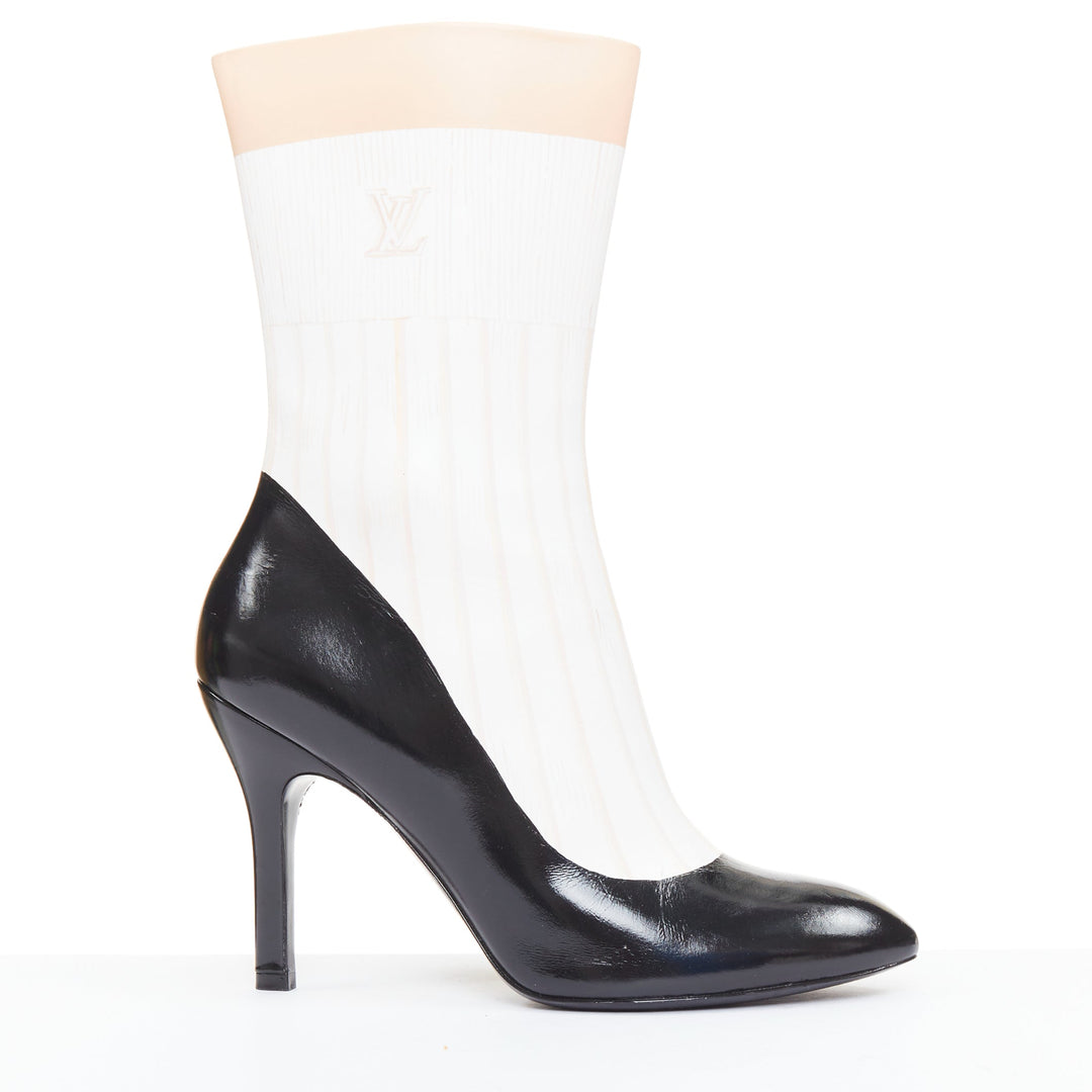 LOUIS VUITTON 2023 Runway Illusion white nude Trompe Loeil heel boots