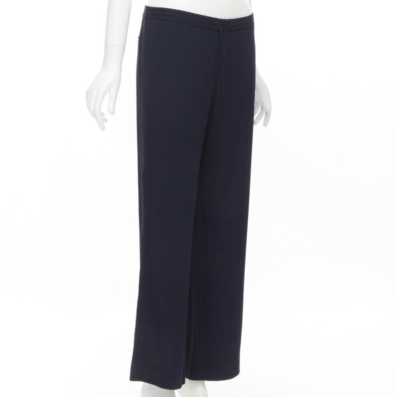 THE ROW navy blue pinstripe flowy relaxed trousers pants US0 XS