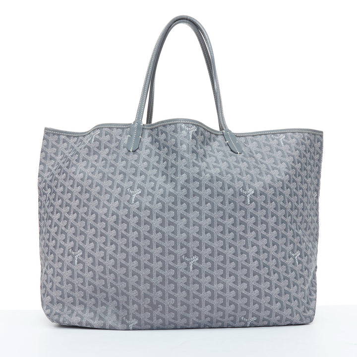 GOYARD Saint Louis GM grey Goyardine canvas chevron open top shoulder tote bag