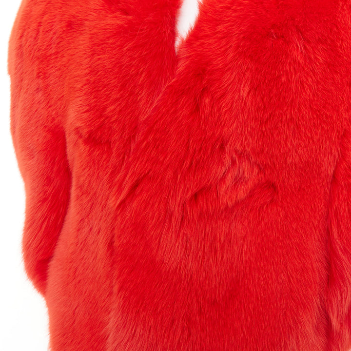 rare SAINT LAURENT 2016 Runway red fox fur heart shaped cape coat Rihanna