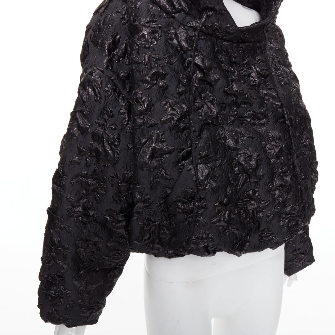 VALENTINO Pier Paolo Piccioli 2022 black floral jacquard cropped hoodie IT42 M