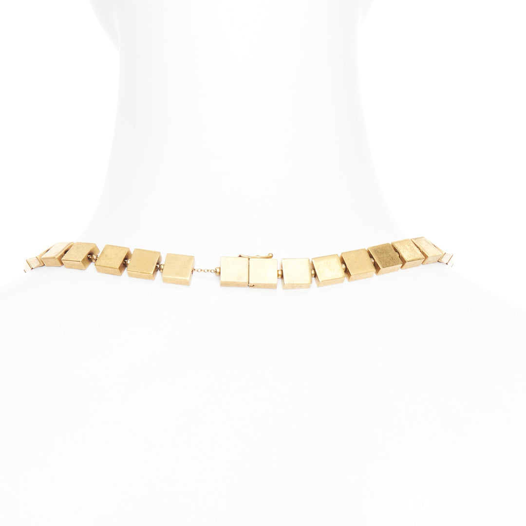 rare OLD CELINE Phoebe Philo antique finish flat cubes chain necklace