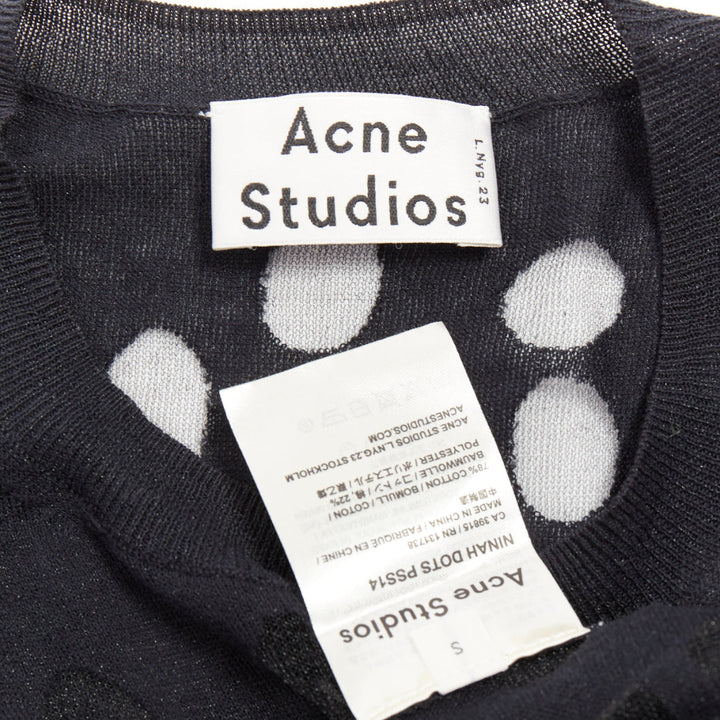 ACNE STUDIOS 2014 Ninah Dots black cotton irregular dots sheer sweater S